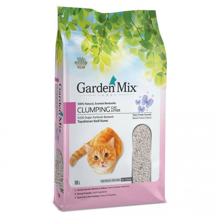 Gardenmix Bebek Pudralı Bentonit İnce Taneli Kedi Kumu 10 LtLt