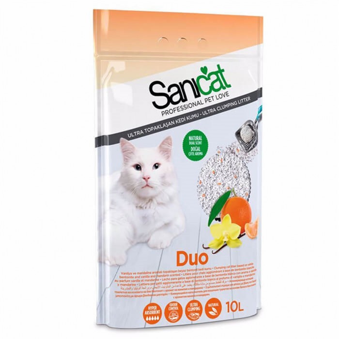 Sanicat Duo Vanilya Mandalina Kokulu Doğal Kedi Kumu 10lt