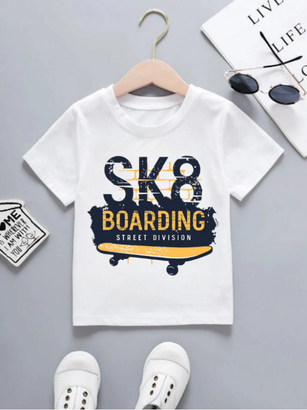 Boarding Baskılı Çocuk Tişört