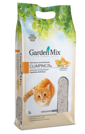 Gardenmix Portakal Kokulu Bentonit İnce Taneli Kedi Kumu 5 Lt…