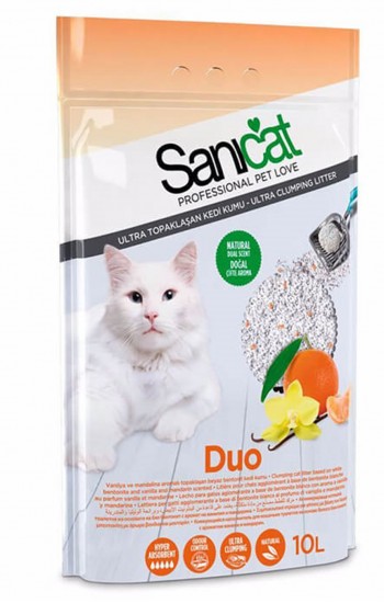 Sanicat Duo Vanilya Mandalina Kokulu Doğal Kedi Kumu 10lt…